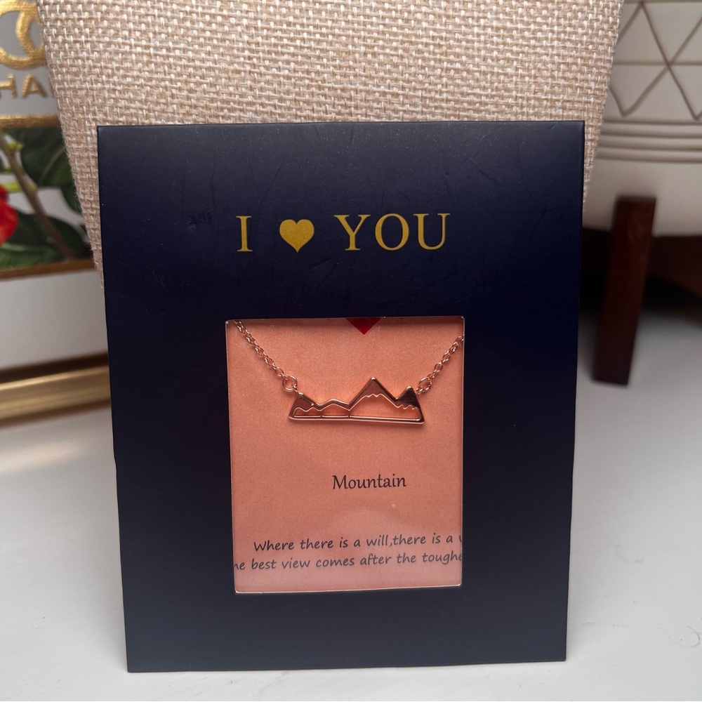 I Love You Rose Gold Mountain Necklace - NEW